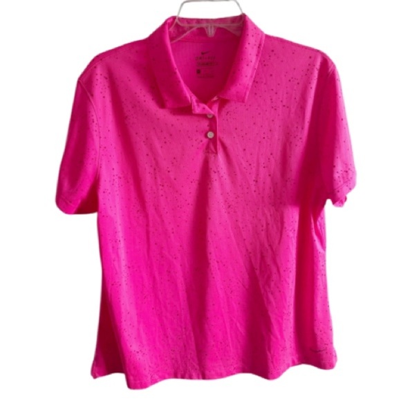 Nike DRI-FIT Player Golf Polo Shirt Women’s Print Pink Sz XL Tennis Pickleball - Picture 1 of 7